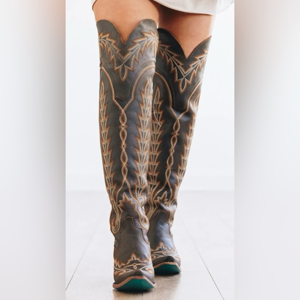 Lanes Lexington Oak Brown Leather Knee-High Boots - Picture 5 of 6